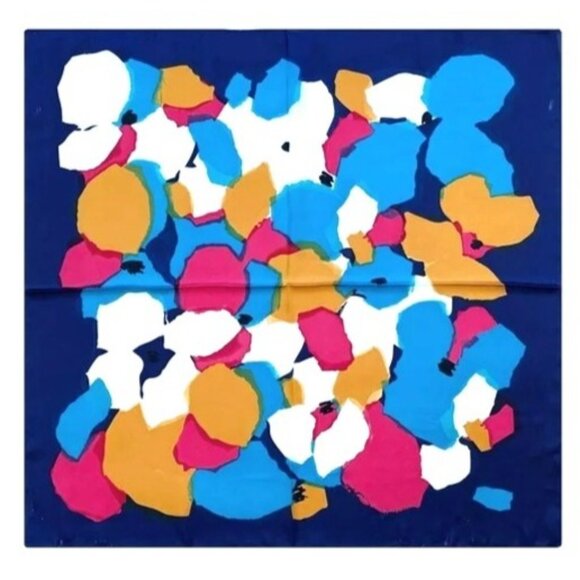 ❤️Elegant Bandana Square Scarf Silky Satin Soft Bright Blue Colorful Abstract❤️ - Picture 5 of 6